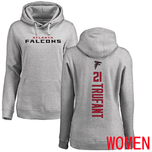 Atlanta Falcons Ash Women Desmond Trufant Backer NFL Football #21 Pullover Hoodie Sweatshirts